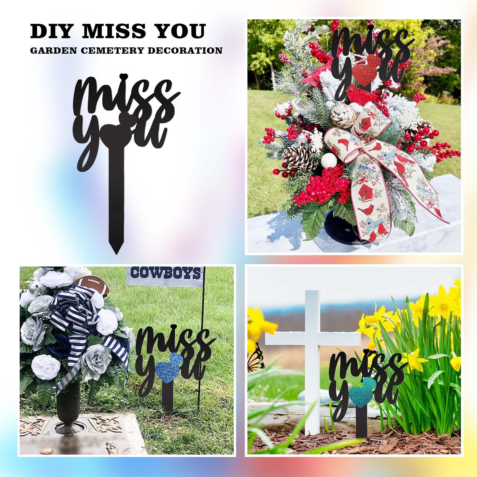 Large Cemetery Decorations Metal Memorial Grave Markers for Outdoor Sites