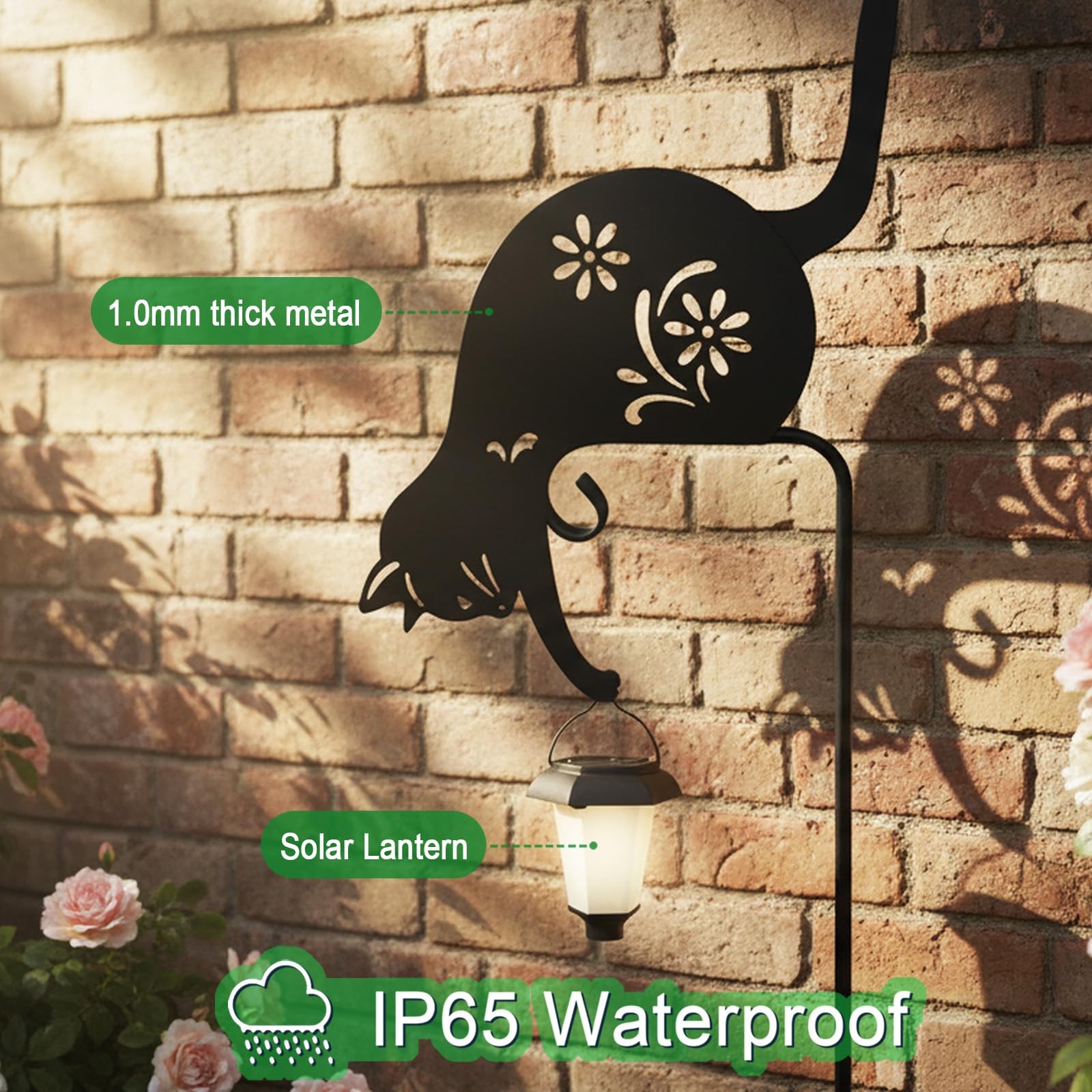 Hokfirm Cat Solar Lights Outdoor Garden, Black Cat Garden Statue,Black Cats O…