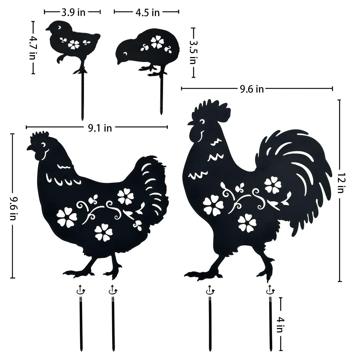 Chicken Decorative Garden Stakes Yard Art Gifts for Chicken Lovers