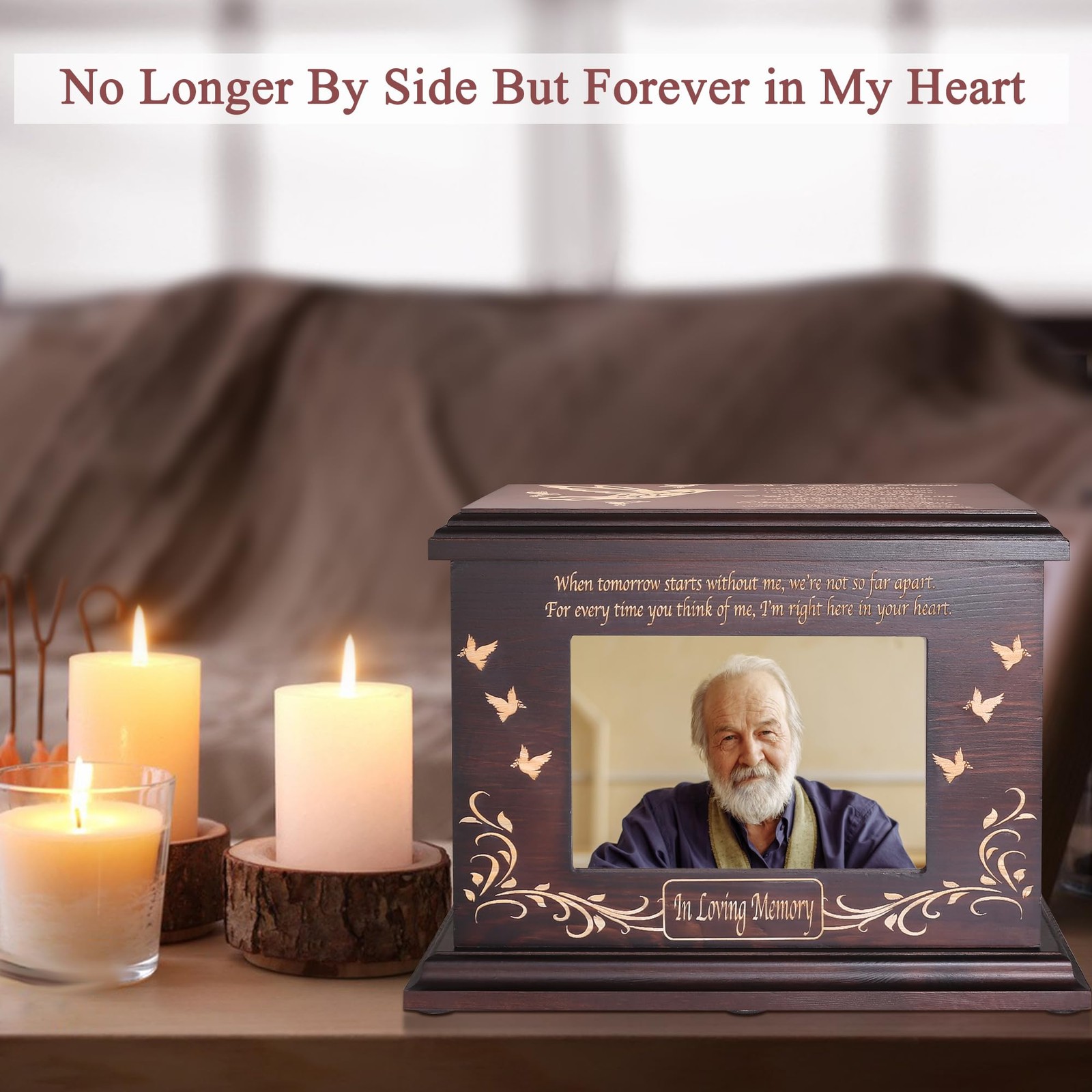Cremation Urns for Ashes, Wooden Picture Frame Caskets, Holds 250 LBS