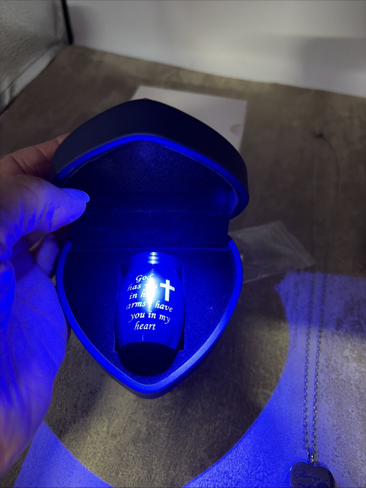Small Urn for Ashes Keepsake with Lighted Heart Box & Necklace