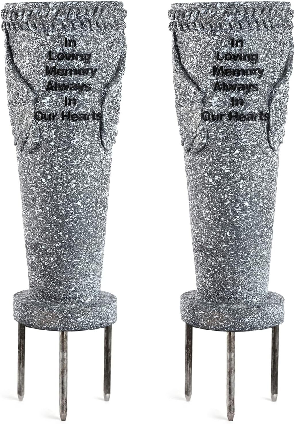 2 Pack Cemetery Grave Flower Vase, Angel Wings Vase with Ground Spikes for Fresh