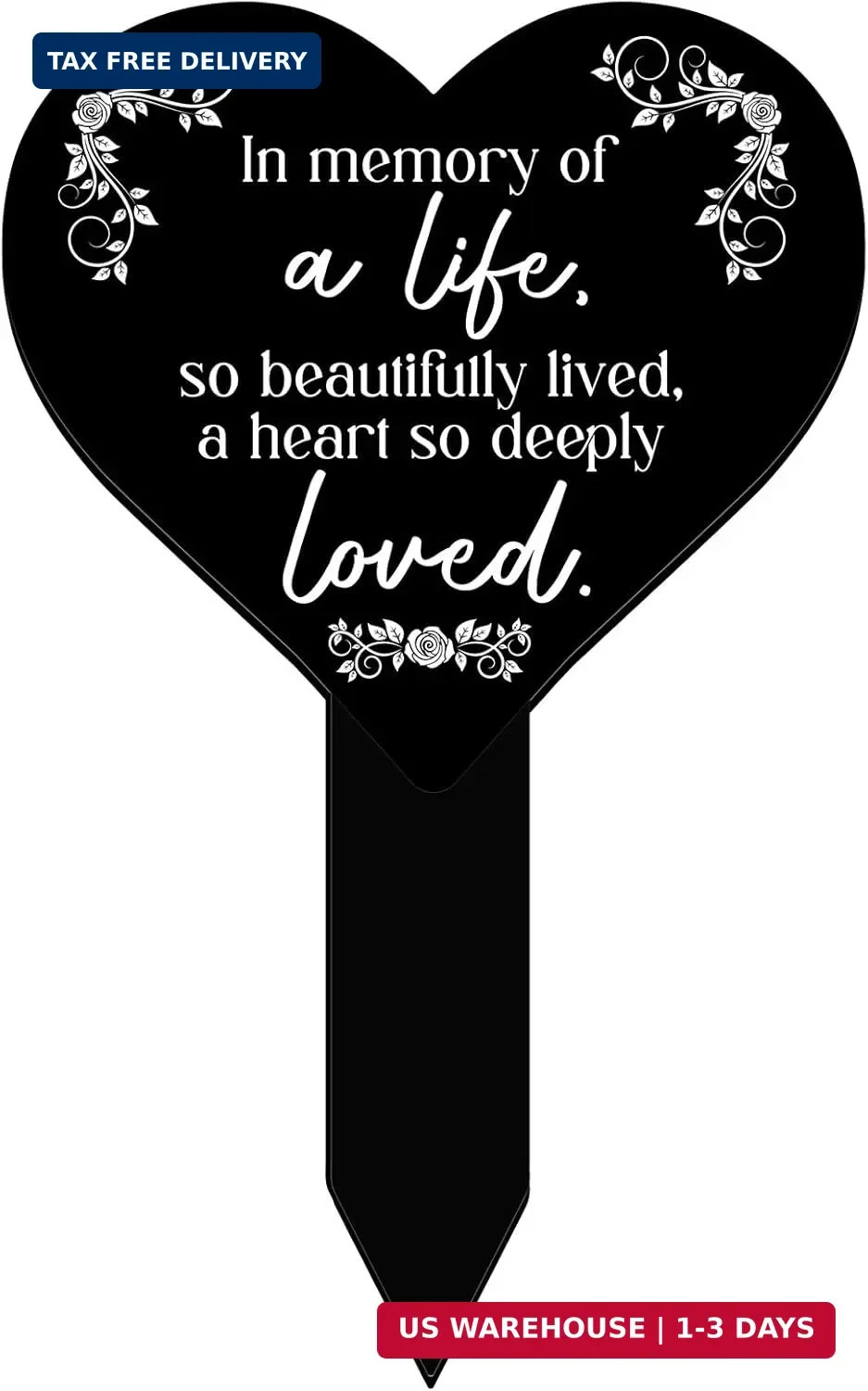 Sieral Memorial Grave Markers Heart Shaped Remembrance Plaque Stake Memorial Gar