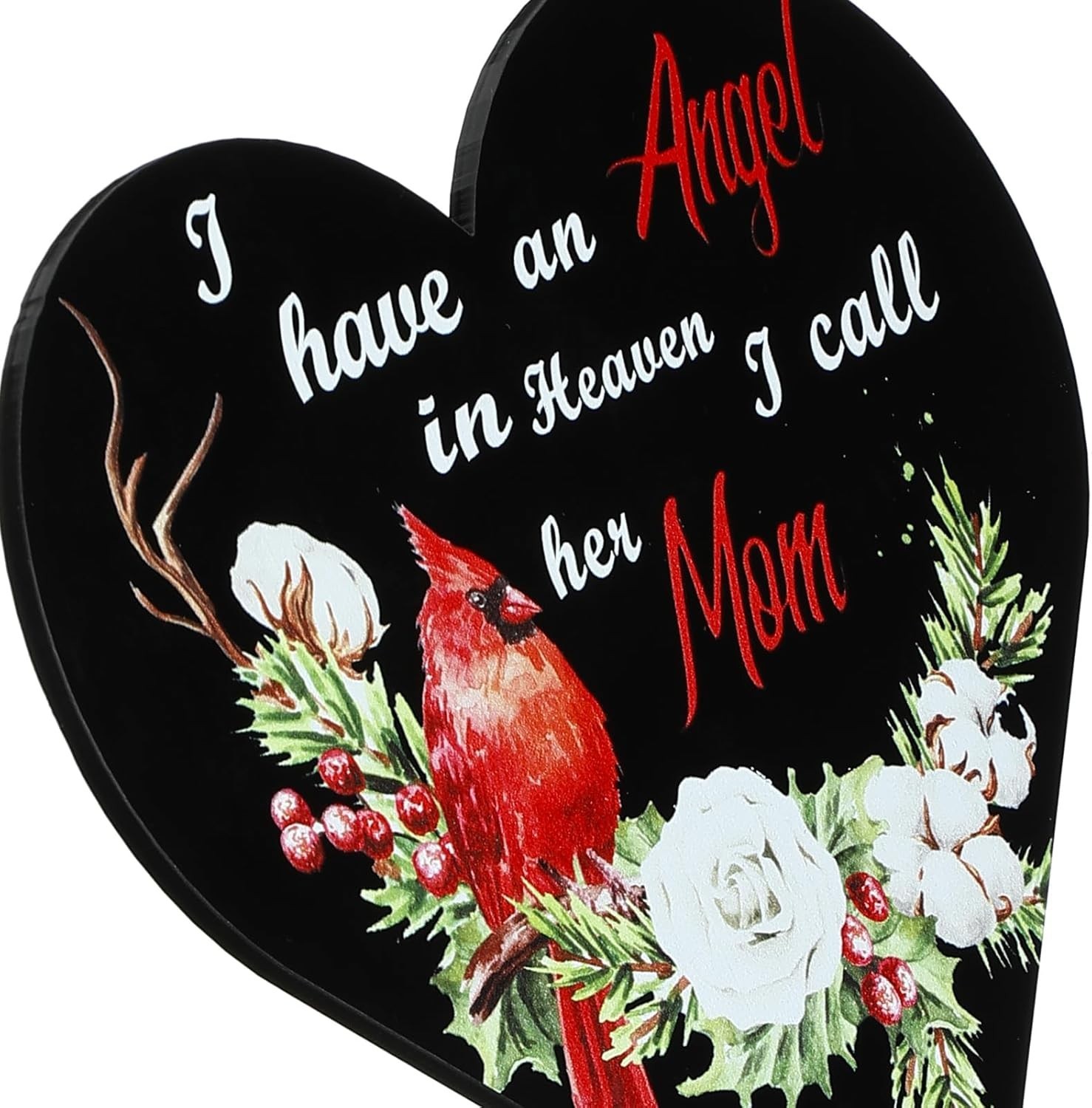 Memorial Gifts – Elegant Black Acrylic ‘Mom in Heaven’ Stake for Garden Decor