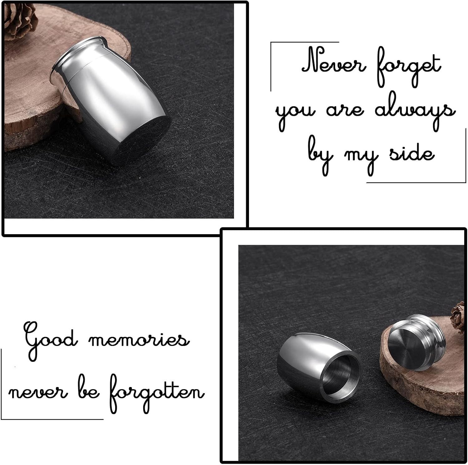 Forever in My Heart – 7pcs Stainless Steel Mini Urns for Human Ashes & Keepsakes
