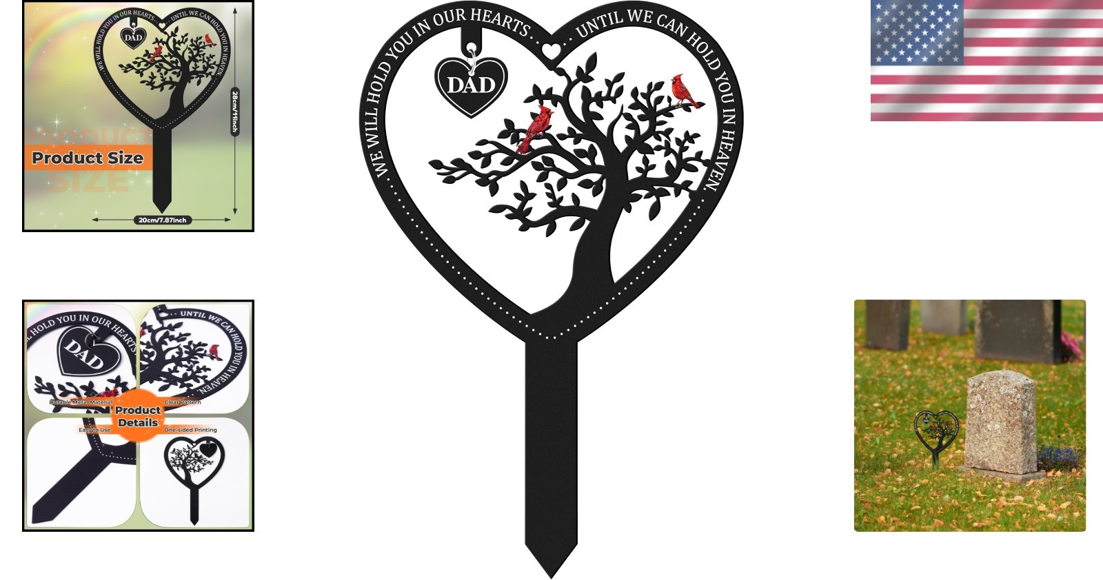 Heartfelt Memorial Grave Sign – Dad Tribute with Cardinal Design, 11×7.9 Inches