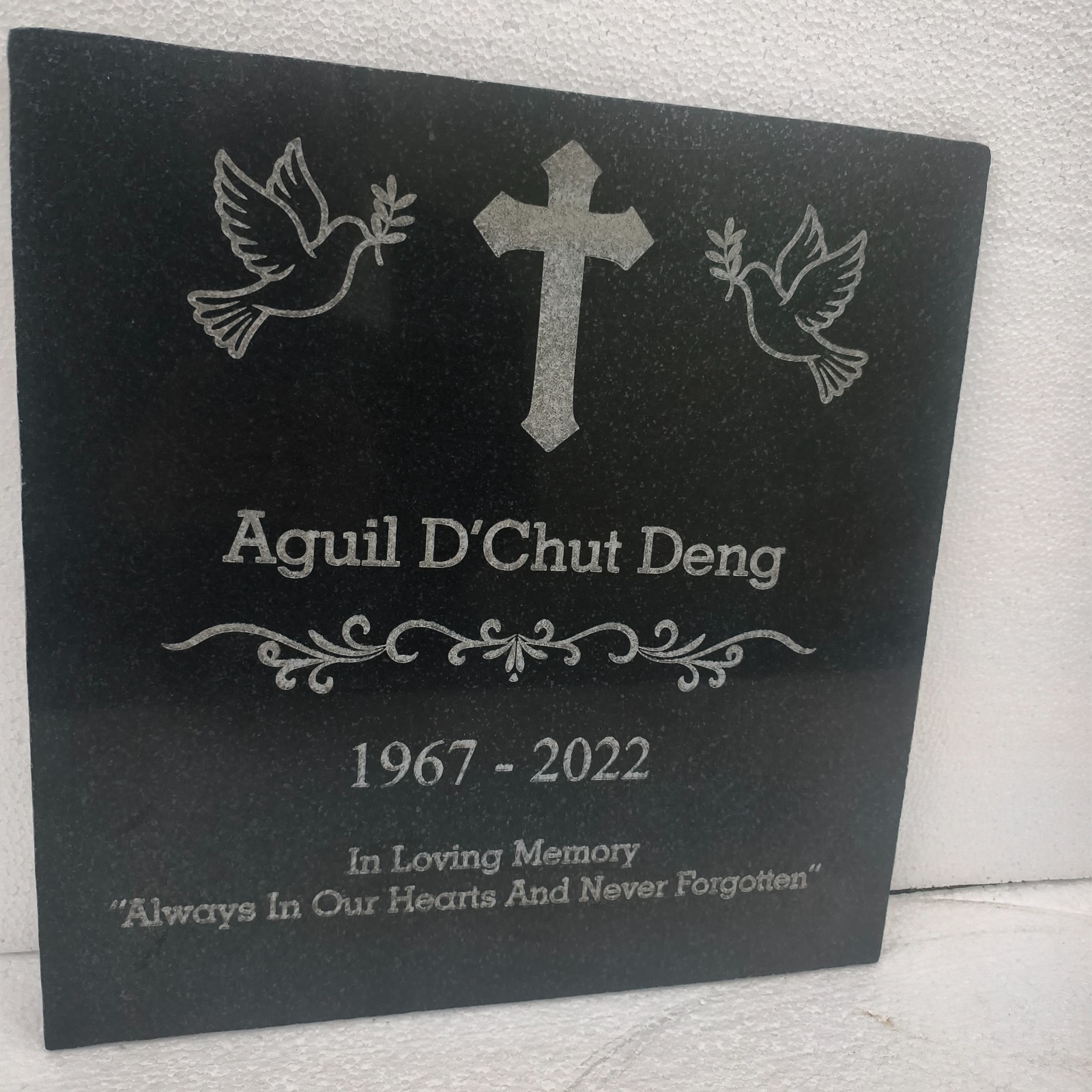 Custom Granite Memorial Stone 12×12 Engrave Headstone for Cemetery Grave or Home