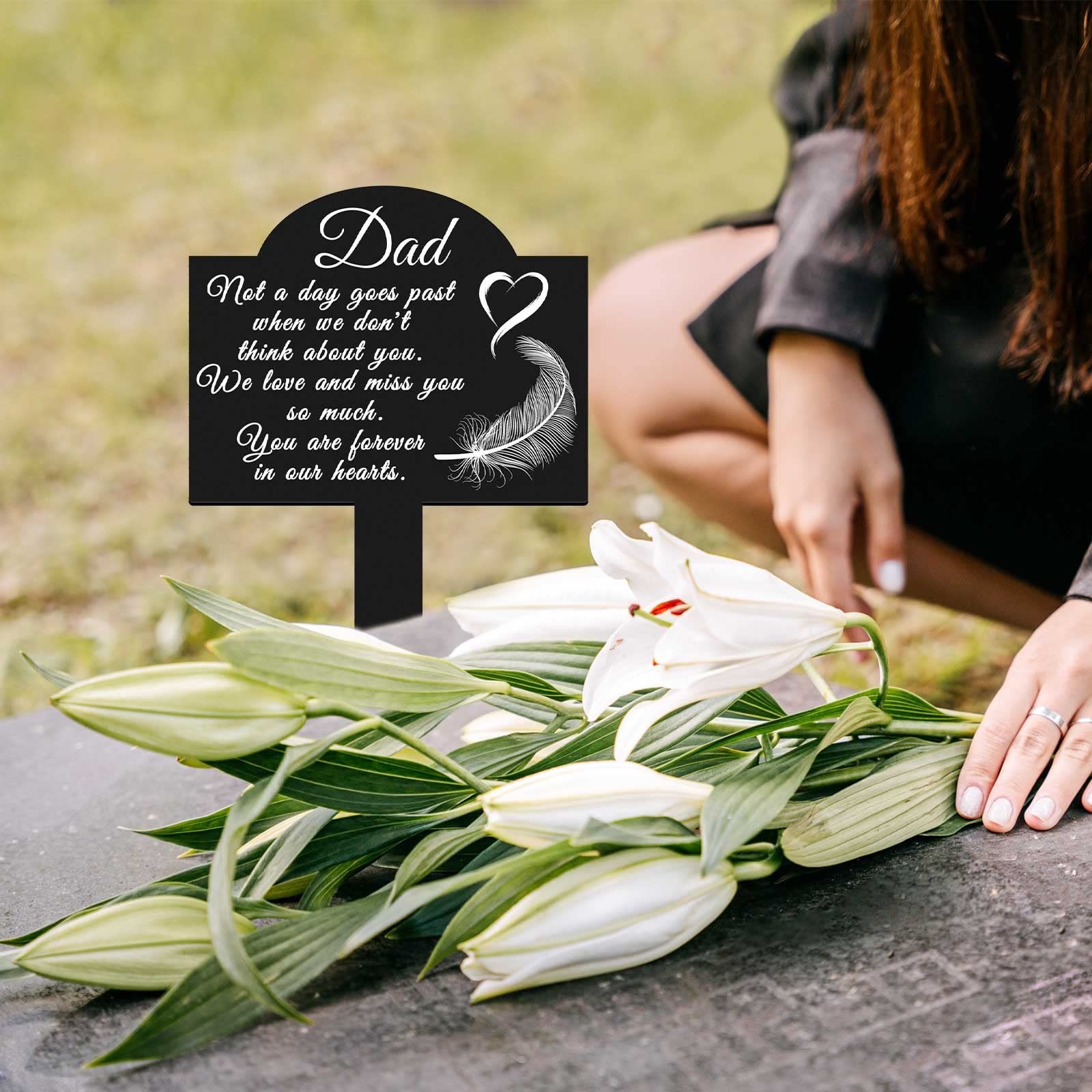 Dad Memorial Metal Garden Stake 13.8×7.1 Inch Grave Marker for Cemetery