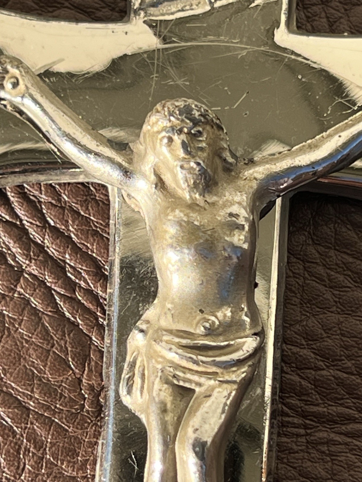 4.25” Coffin Cross Vintage Child/Infant Silver Tone Metal Casket Crucifix Jesus