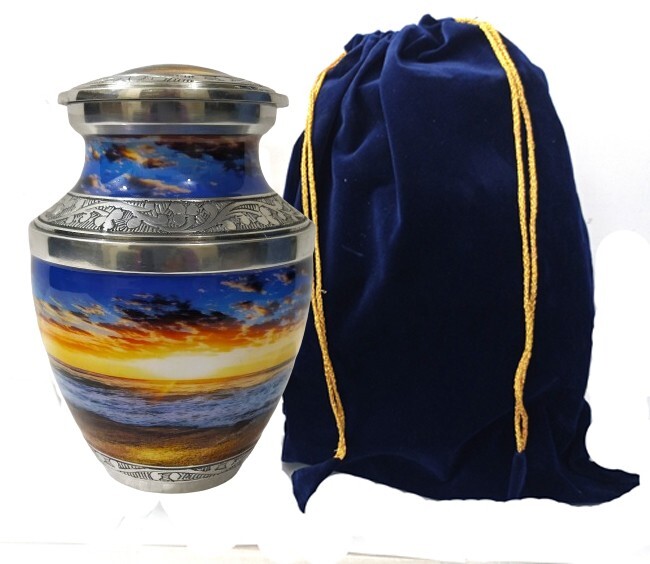Natural Beach Design Urns Adult Small Cremation Urn with Velvet Bag 6 inches