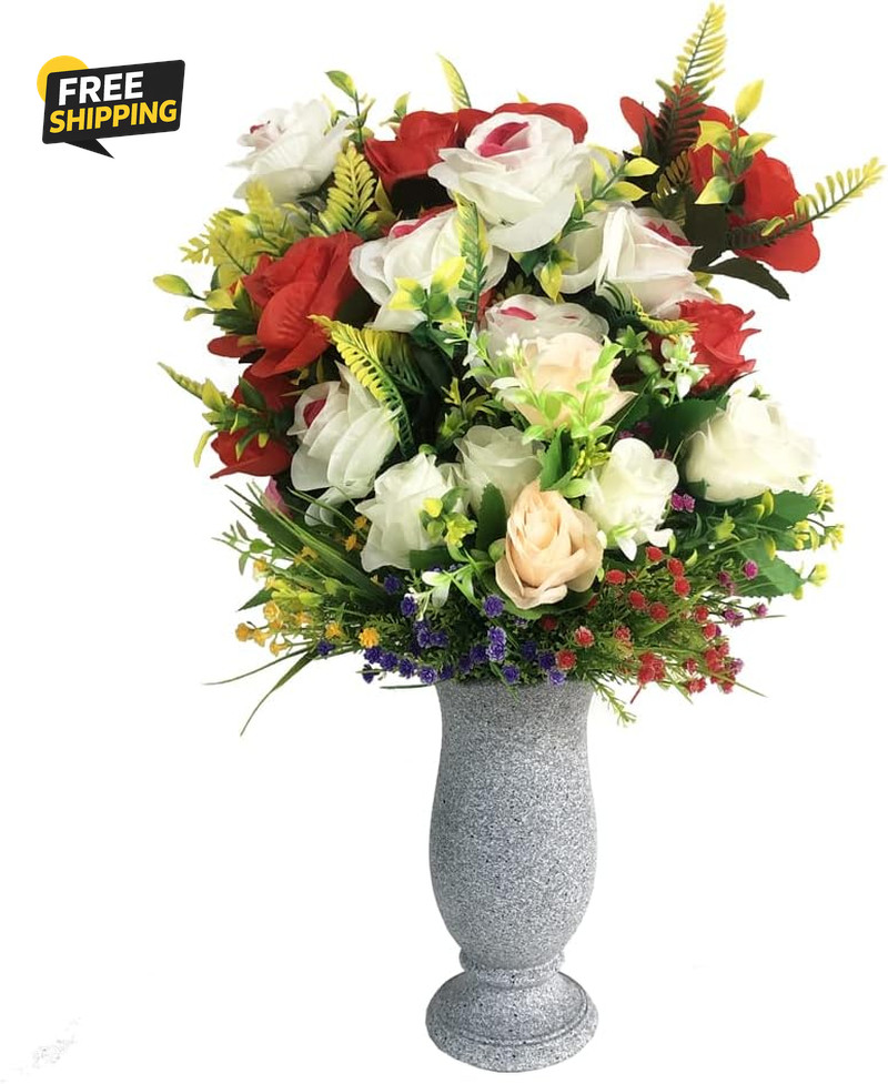 Cemetery Grave Vase with Ground Spike Flower Foam Memorial Grave Decoration