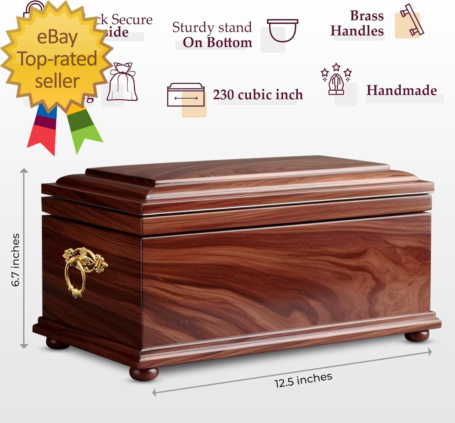 Wood Cremation Urns for Human Ashes Casket for Humans Decorative Burial Urn