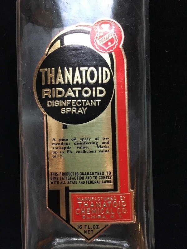 ANTIQUE BOTTLE: THANATOID RIDATOID DISINFECTANT SPRAY PB137