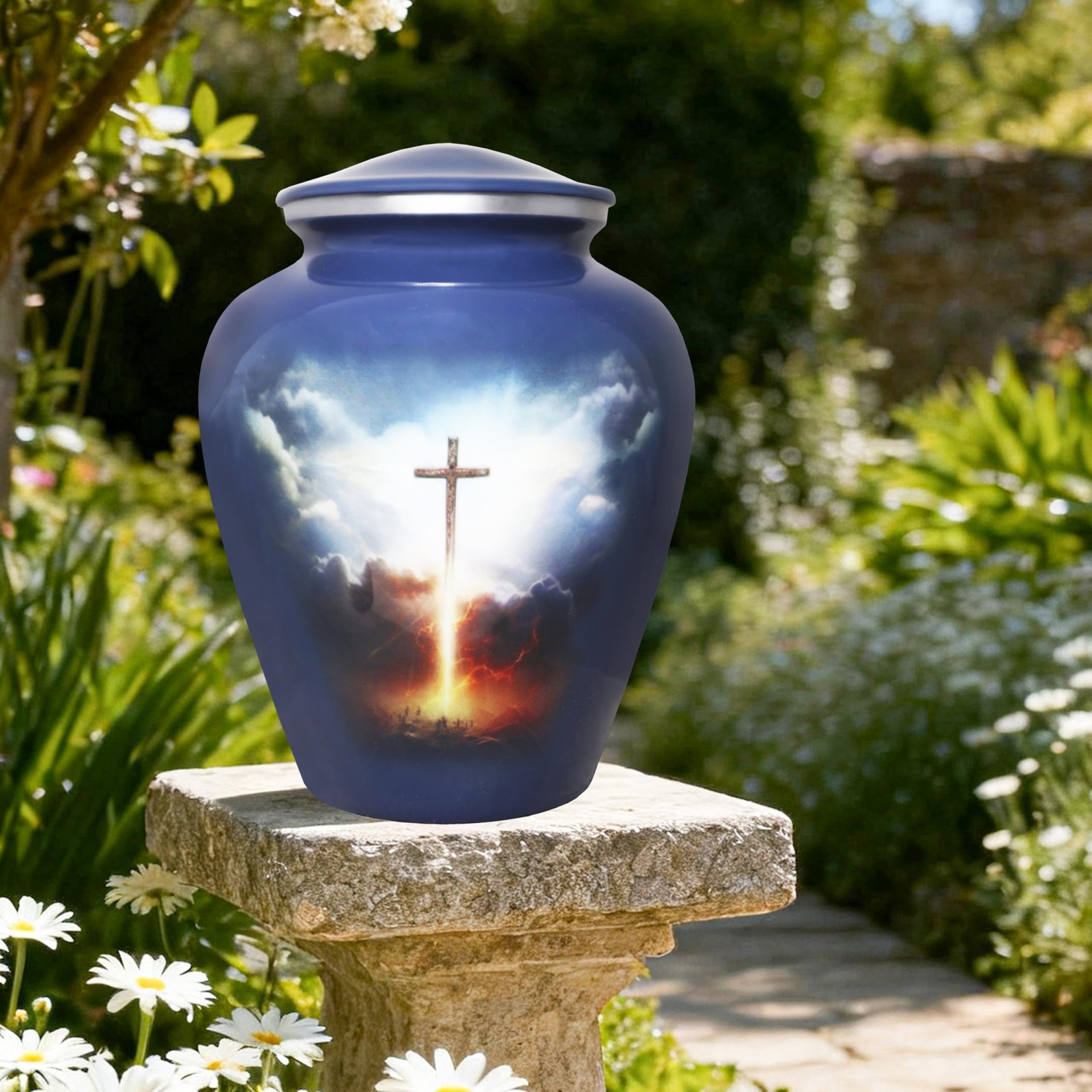 M MEILINXU Cremation Urns for Human Ashes Adult Man Large / Adult, Grey Blue