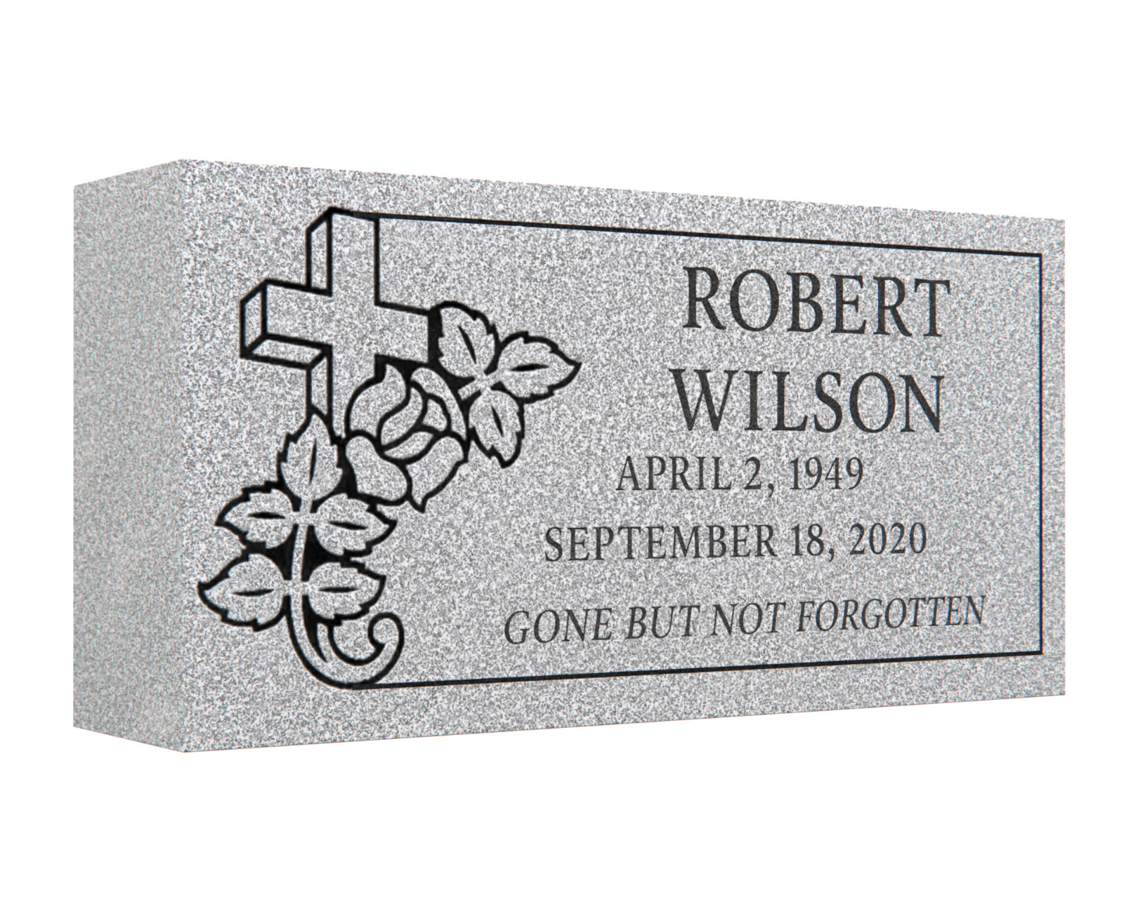 Gray Granite Grave Marker 16″x8″x4″ – Personalized Flat Headstone
