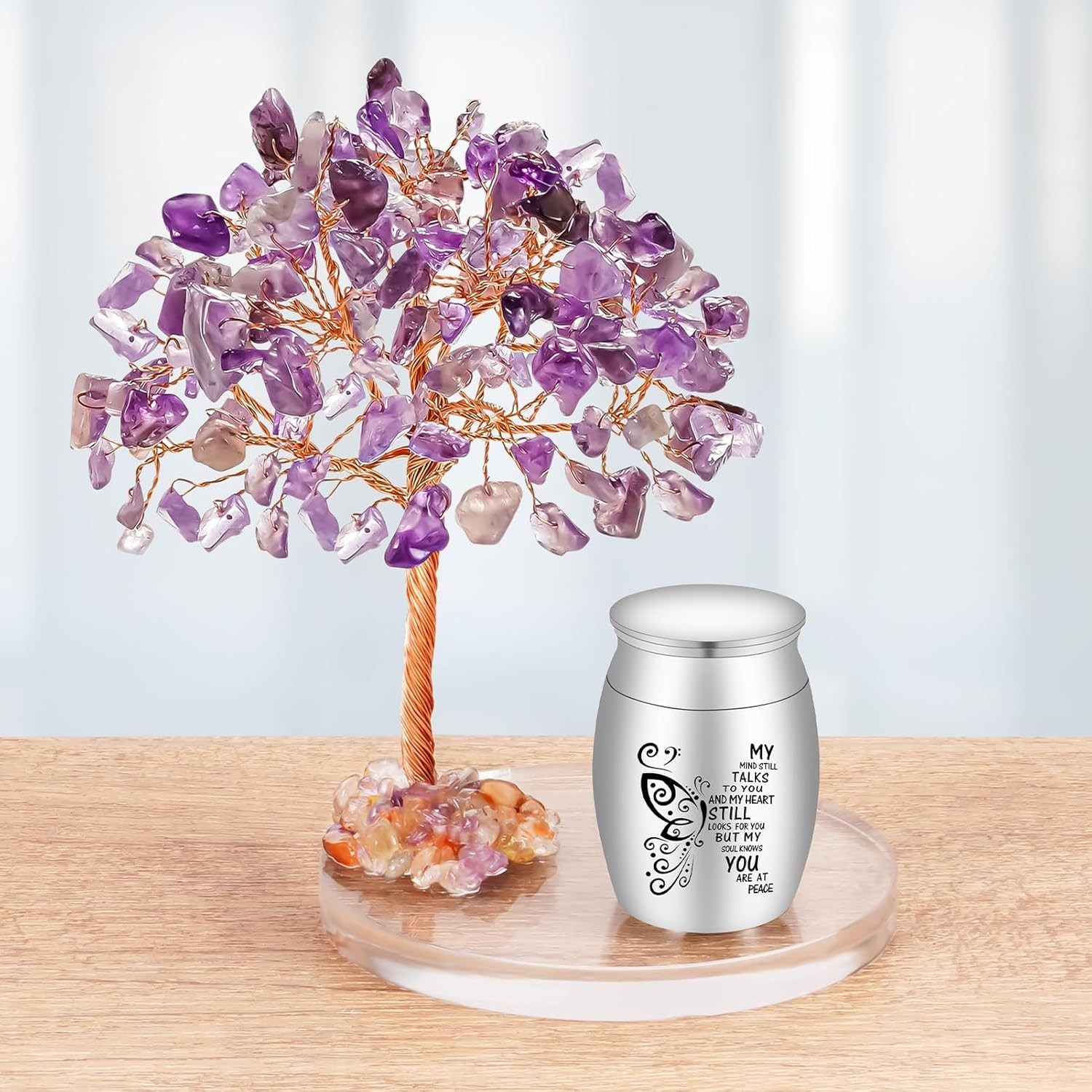 MINI Urn for Human Ashes Keepsake Crystal Tree of Life Cremation Mini Urn