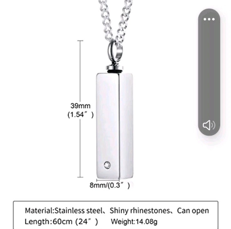 Urn Necklace Ashes Men Women Cremation Jewelry for Ashes Stainless Steel Gem
