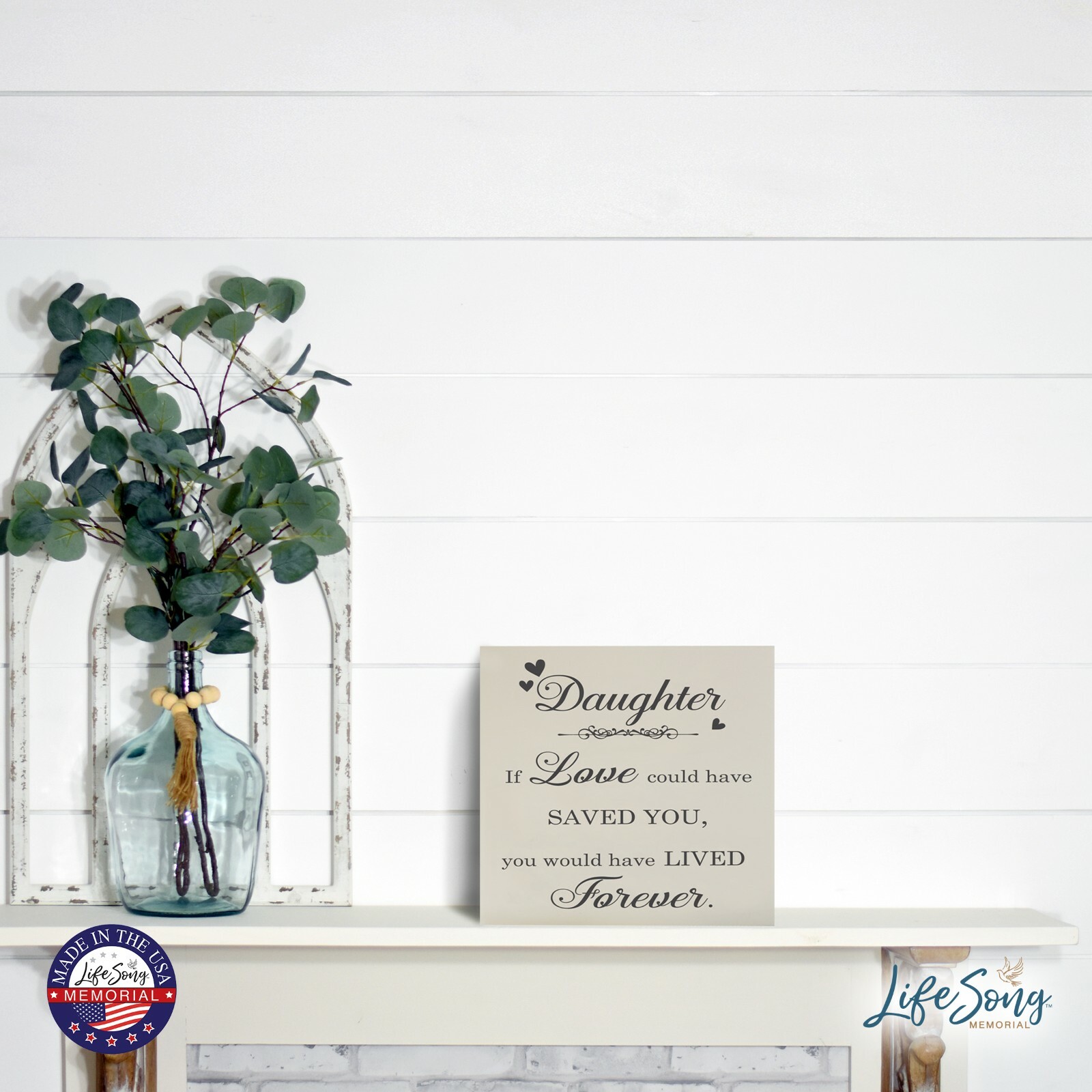Wooden Memorial 6in Shadow Box and Urn for Human Ashes – Daughter If Love Could