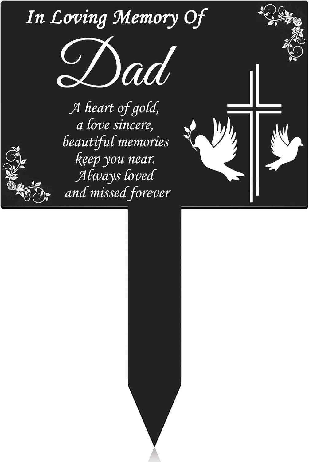 Cross Grave Marker Memorial Remembrance Plaque Stake – Waterproof Acrylic for Ce