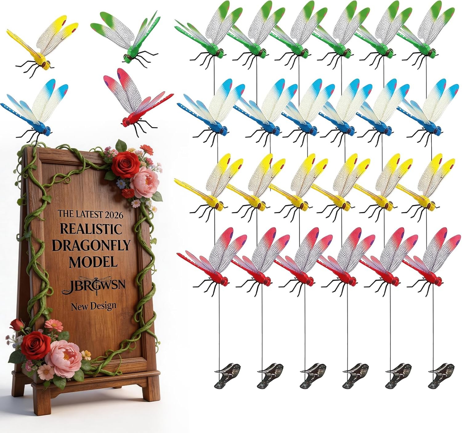 12Pcs Dragonfly Clips for Repellent Dragon to Keep Away Decoy Outdoor Decorative