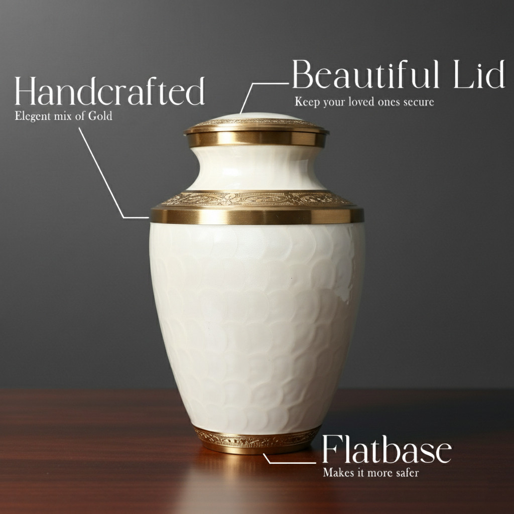 Large Solid Brass Cremation Urn for Human Ashes Handcrafted Funeral Memorial Urn