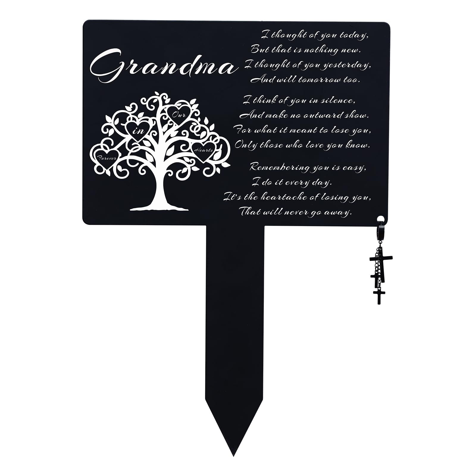 Waterproof Cemetery Grave Decorations, Memorial Plaque with Cross Charm