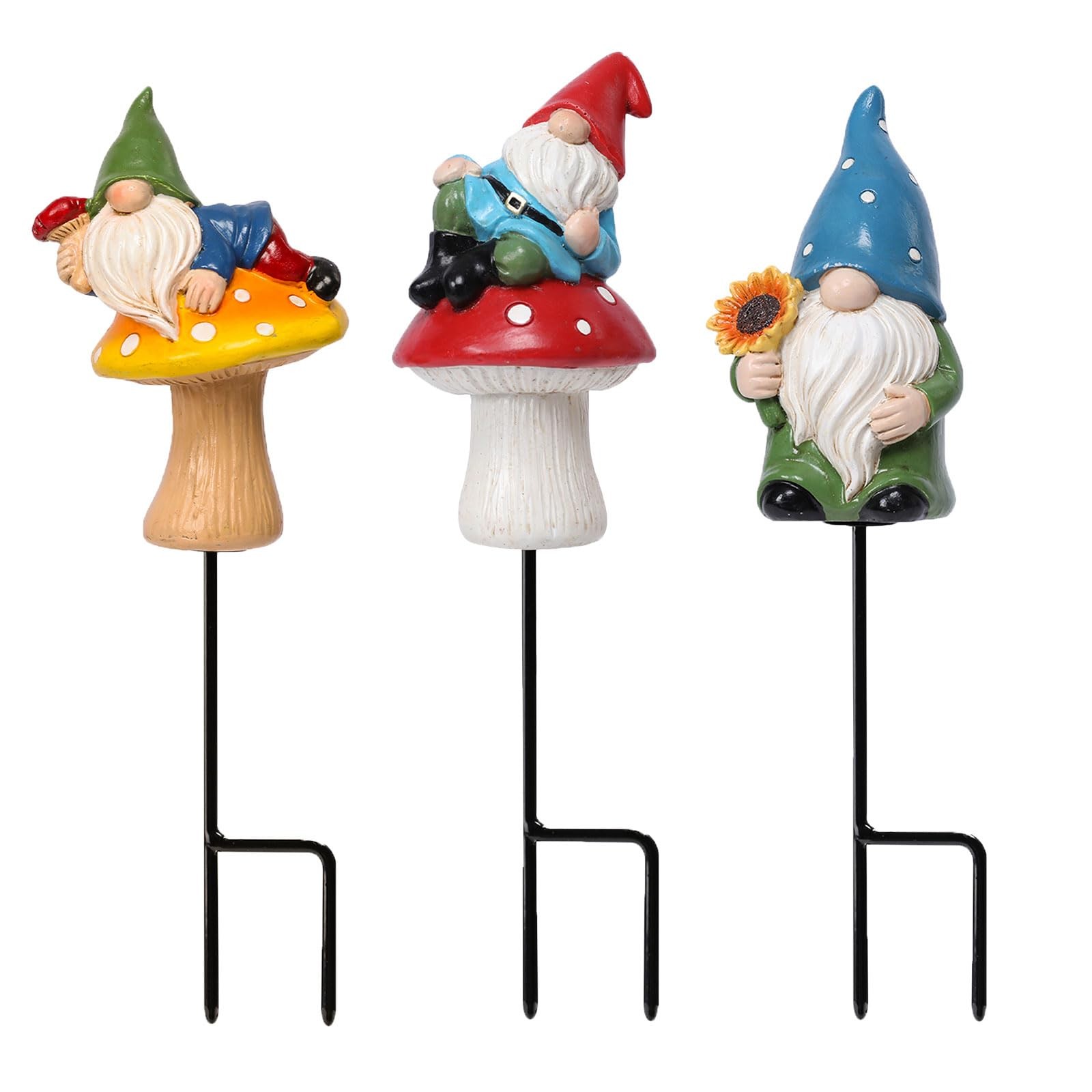Garden Gnomes Stakes 3 Inch Plant Decorations for Pots Outdoor Statues Gnome …