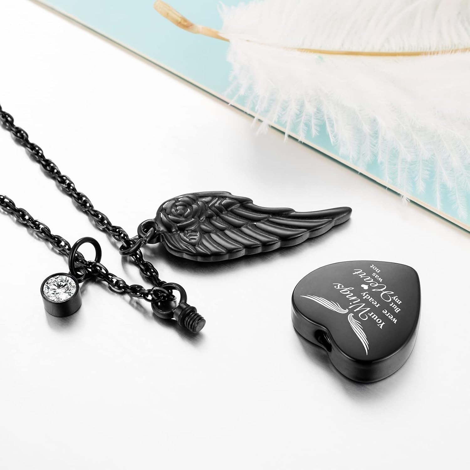 Personalized Heart Memorial Necklace for Ashes with 12 Birthstones & Filling Kit