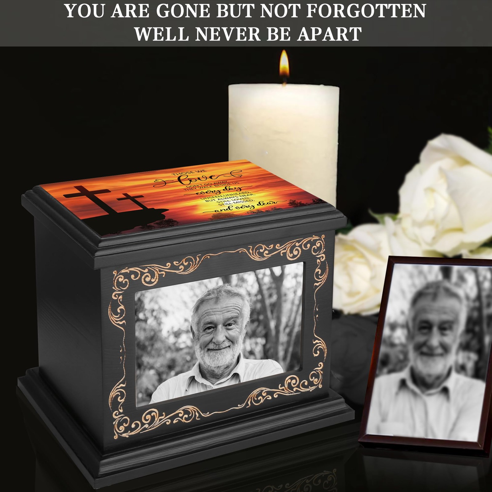 Cremation Urns for Human Ashes Adult Male or 9”(L) x 6.9”(W) x 7.5”(H), Black