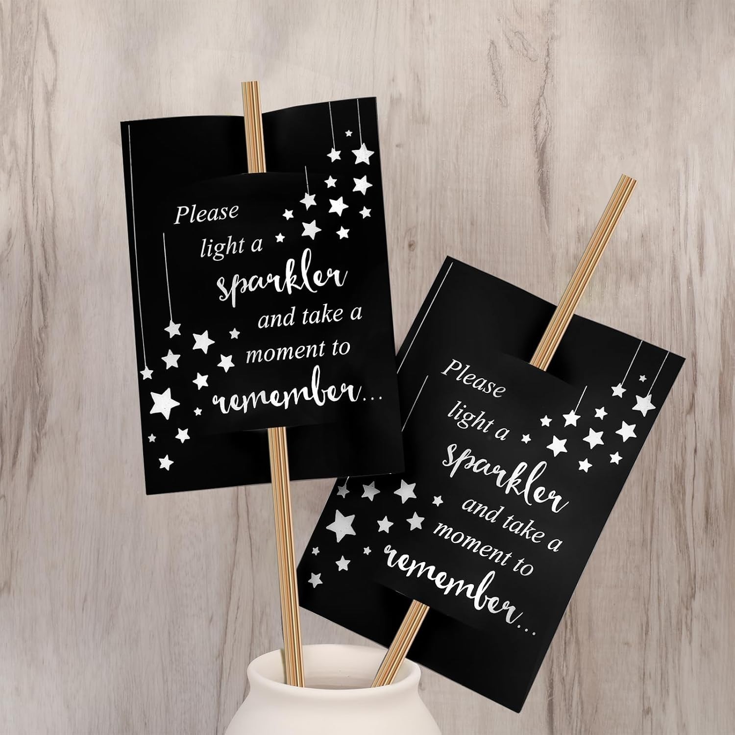 50 Pack Memorial Cards for Celebrations & Funerals – Double-Sided Black Star …