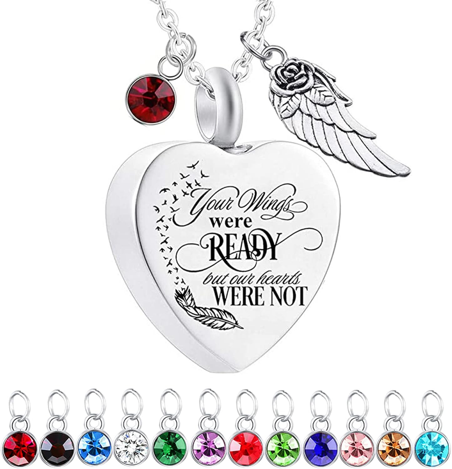 God Has You in His Arms with Angel Wing Charm Cremation Ashes Jewelry Keepsake M