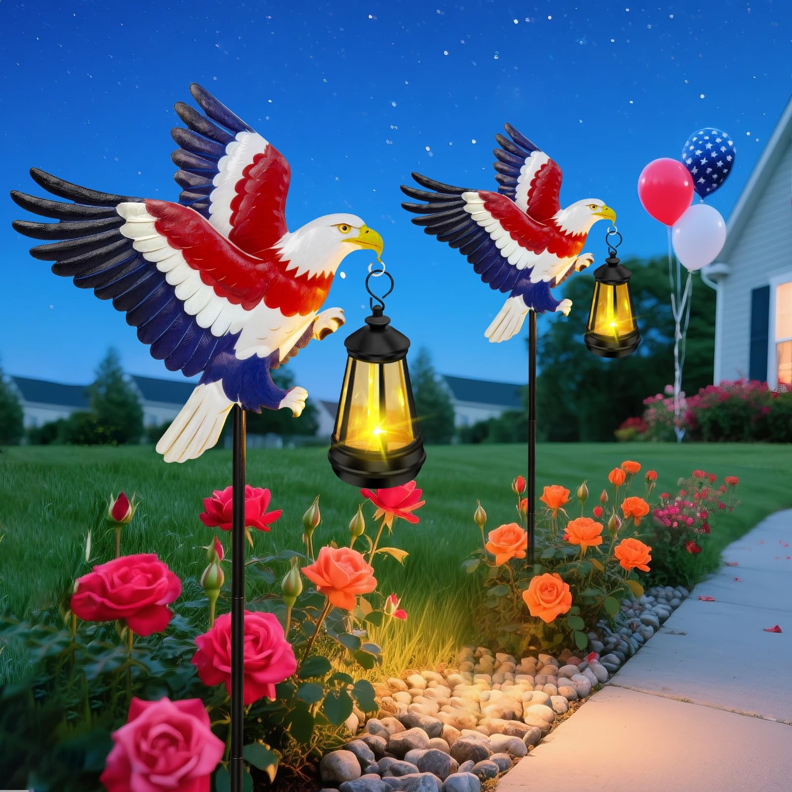 “Solar Eagle Garden Stakes – 4th of July Patriotic Decor for Yard & Patio”