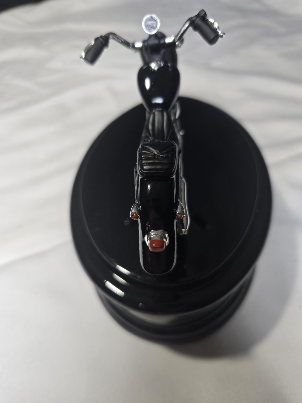 SMALL MOTORCYCLE HUMAN CREMATION URN BLACK CHROME 7 1/2 W X 5 1/4 H X 7 3/4 D