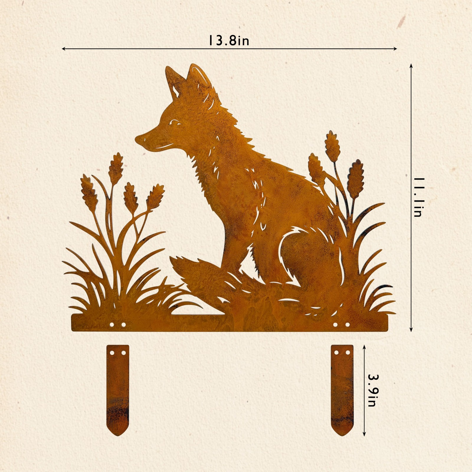 Rusty Fox Garden Stake – Metal Yard Art Sculpture, Fox Outdoor Decor for Gard…