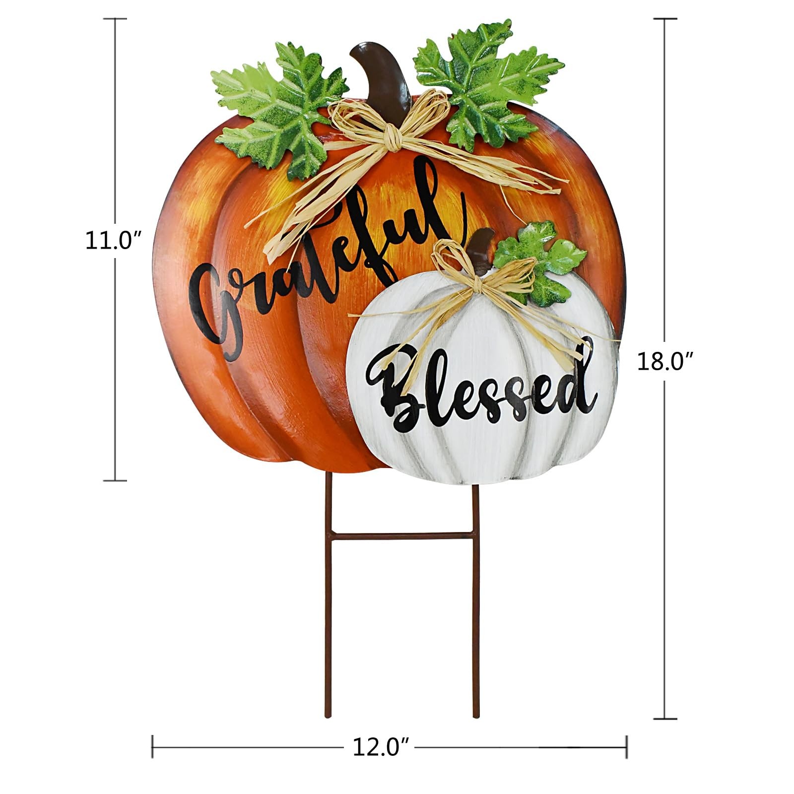 Outdoor Fall Decoration Pumpkin Yard Stakes Metal Garden Stake Stacks Lawn