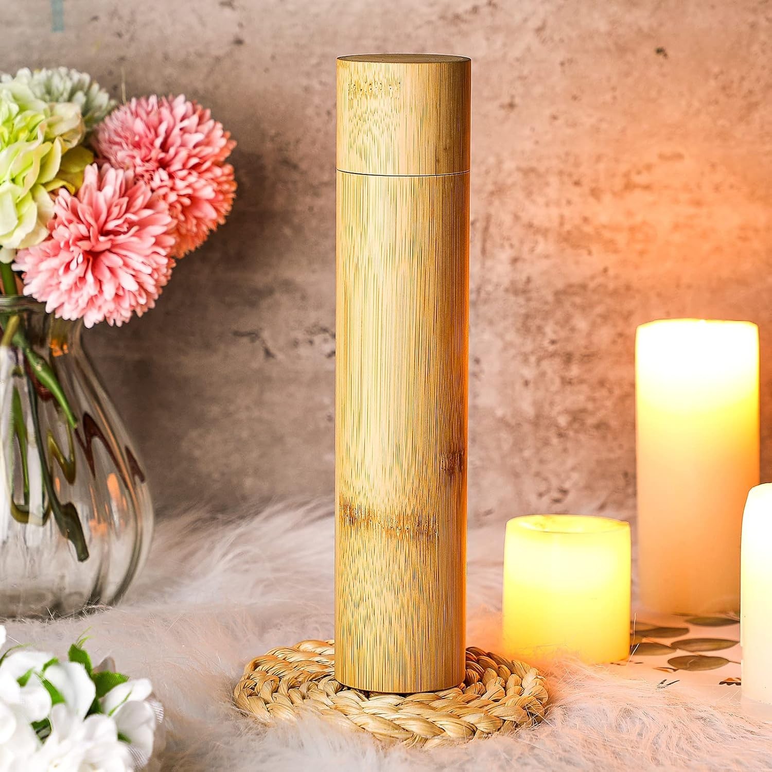 2-Piece Bamboo Scattering Urn Set with Black Velvet Bags for Human & Pet Ashes