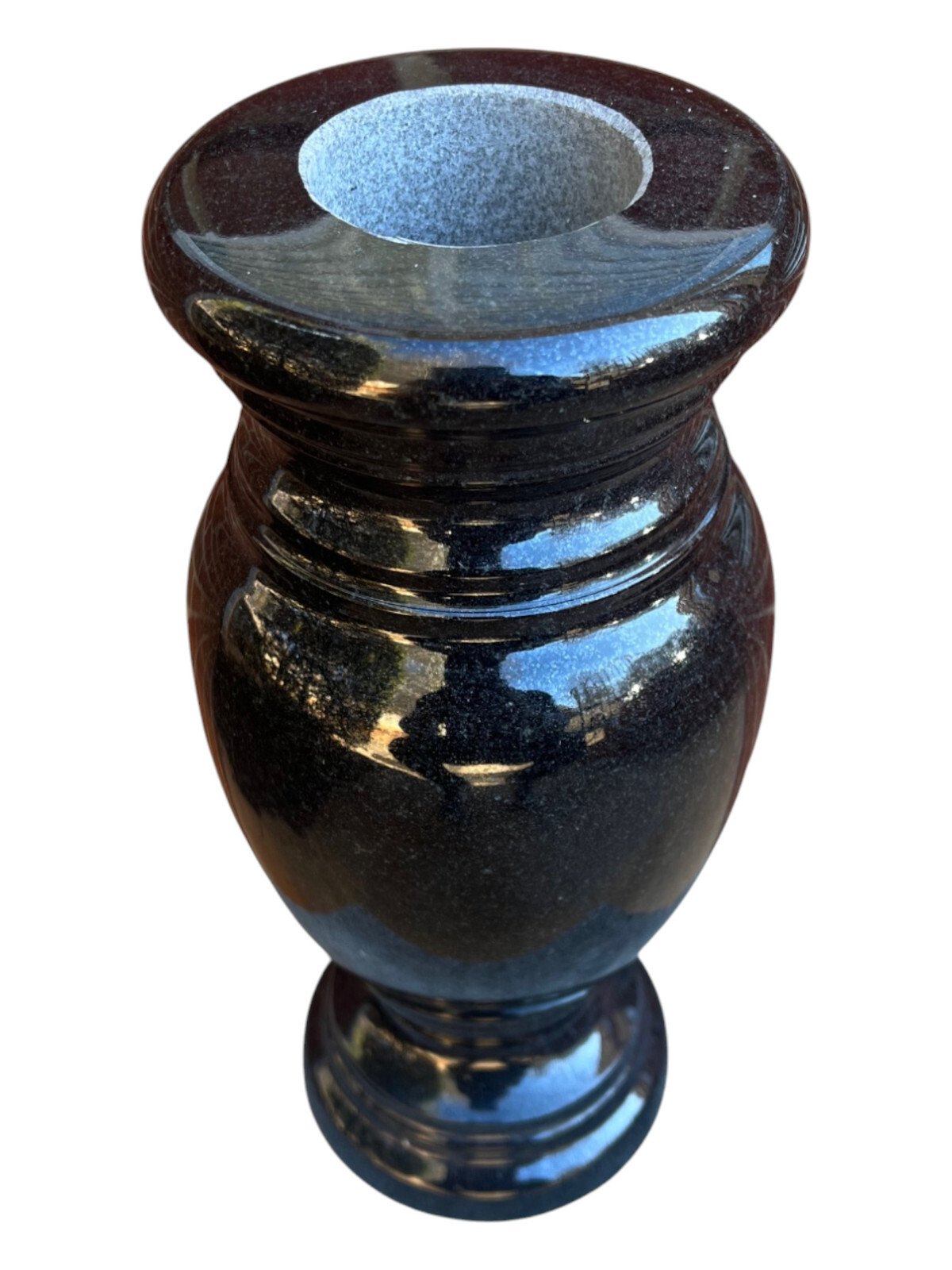 Cemetery Memorial Granite Round Vase Black 4.5″ x 10″ polished