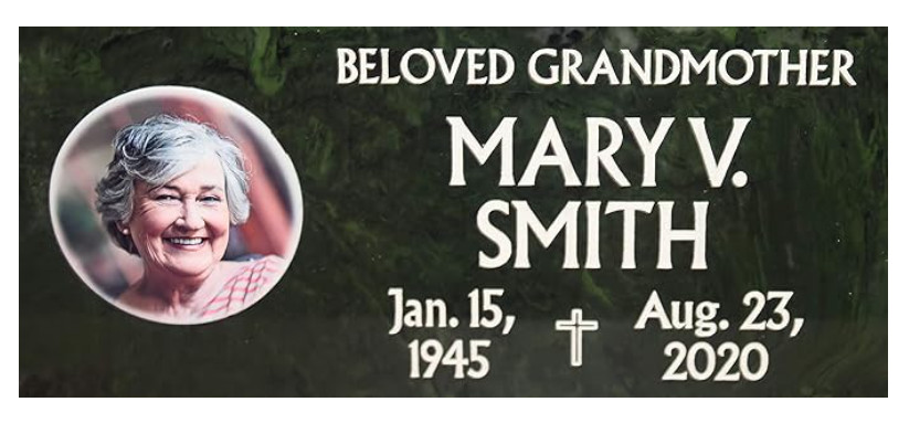 Pine Color Cremation Urn Vault w/ Photo & Laser Engraved Name Dates & Emblem