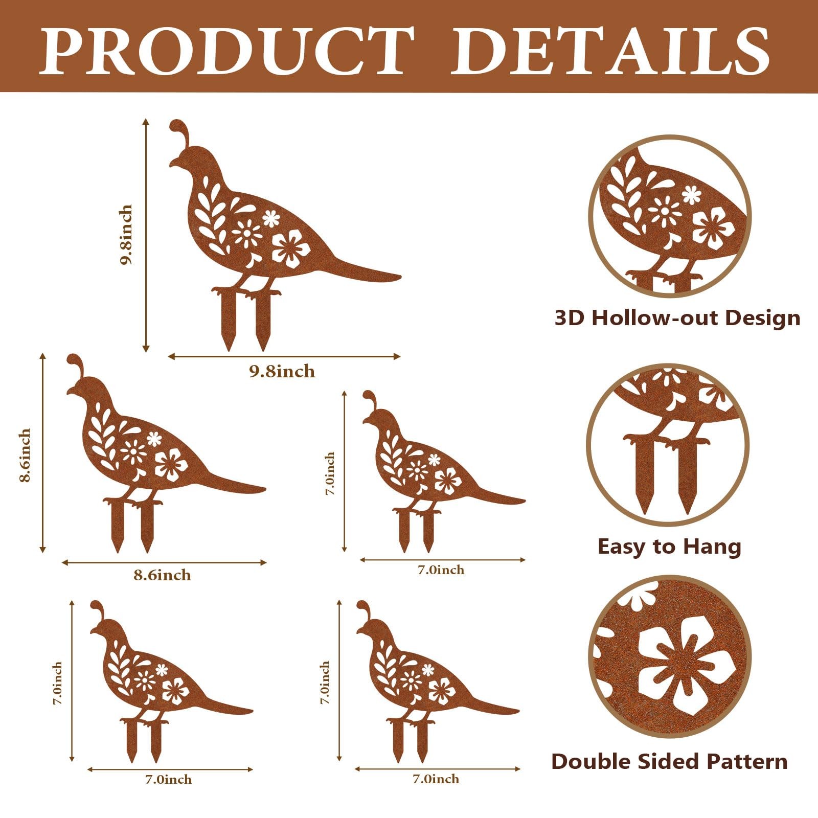 Metal Garden Decorative Statues Distinct Hen and Chicks Silhouette Design,Bla…