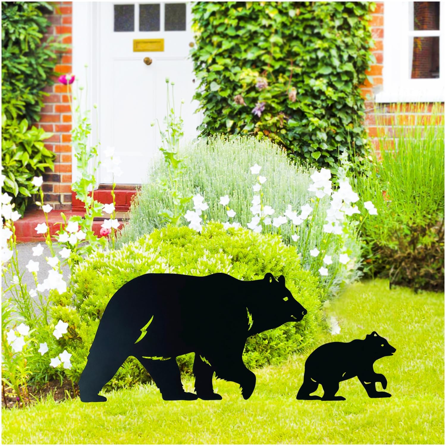 Bear Garden Stakes – Black Bear Silhouette Yard Art for Outdoor Decor