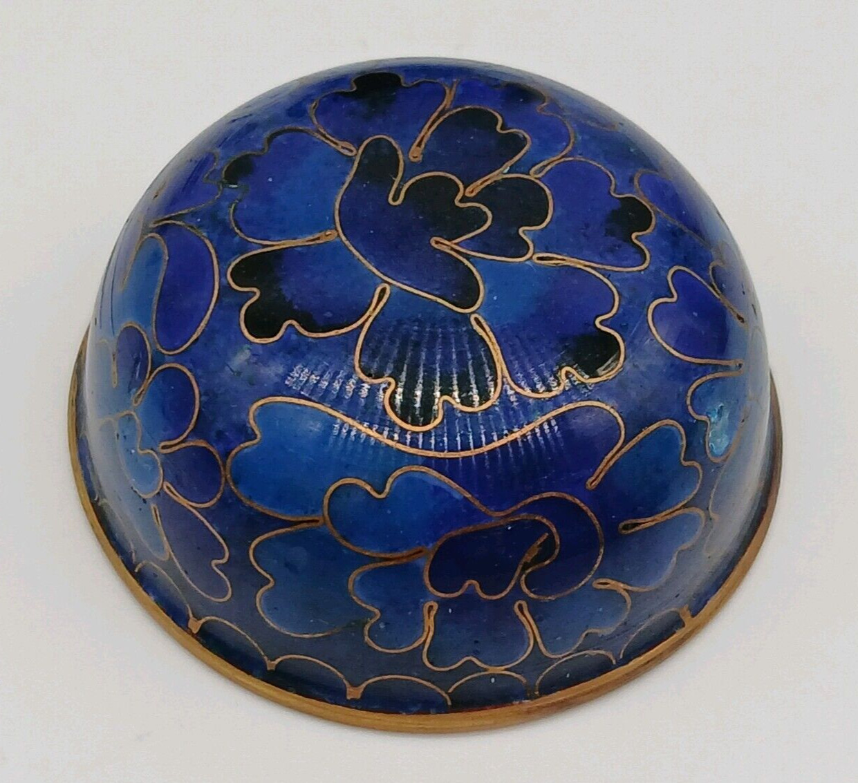 Small 3.25″ Blue Enamel Over Copper Floral Cloisonne Memento/Keepsake Urn
