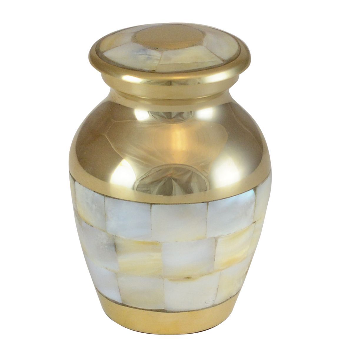 Small/Keepsake 4 Cubic Inches Mother of Pearl Brass Cremation Urn for Ashes