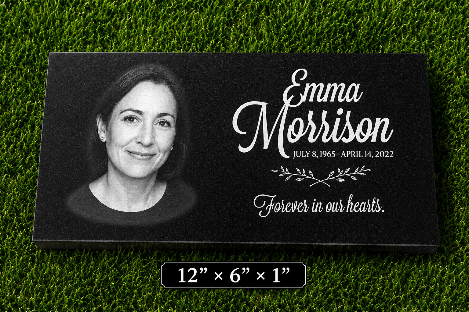 Custom Black Granite Memorial Headstone Flat Grave Marker Personalized