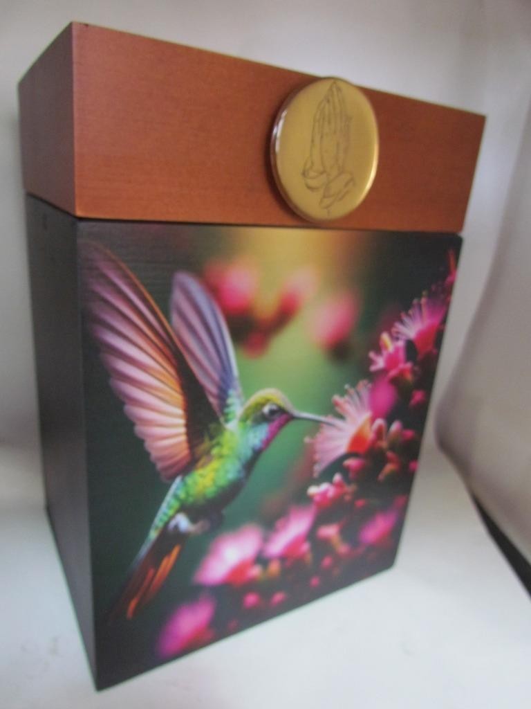 PRAYING HANDS Urn for Ashes Modern Wooden Adult Cube Black Brown