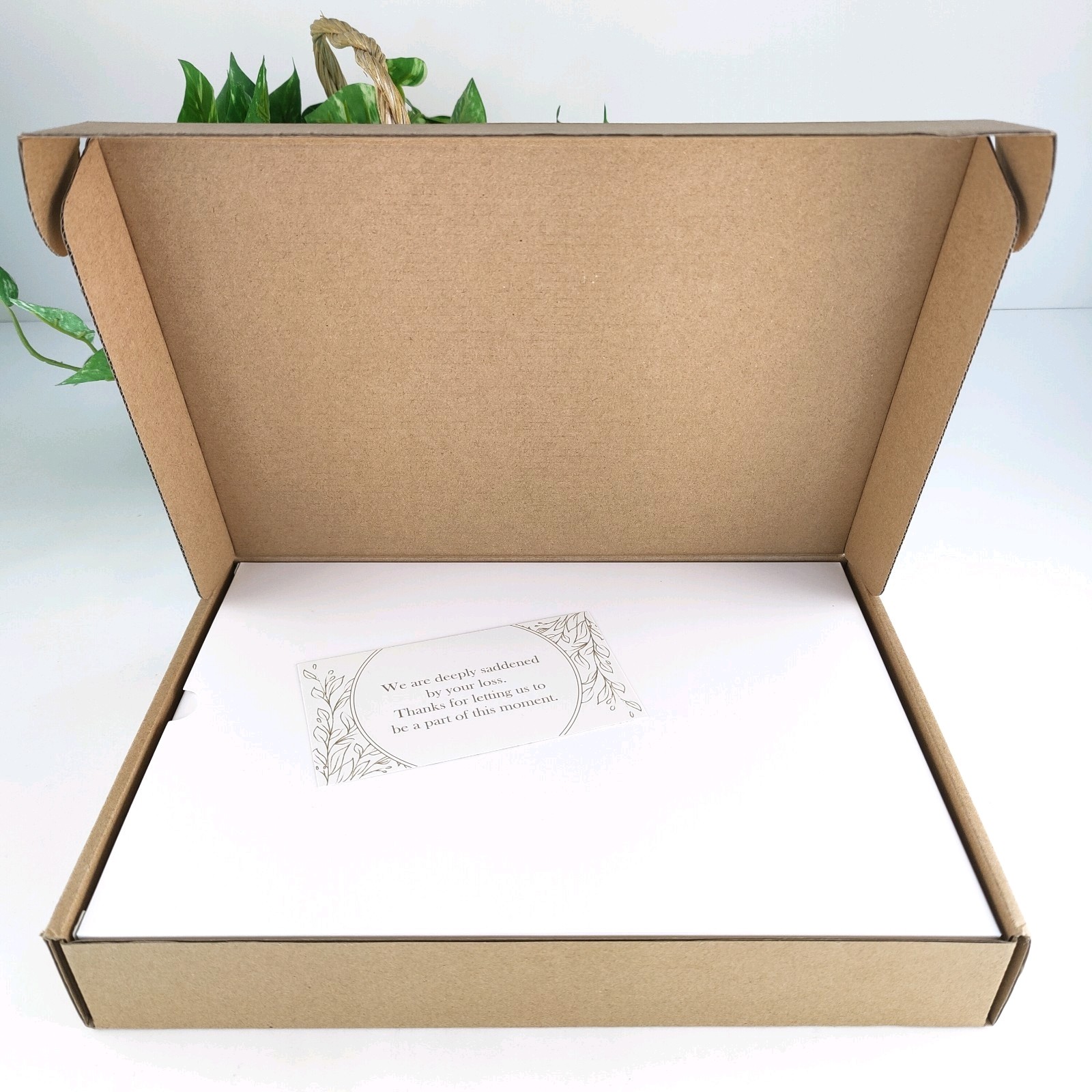 Aspen Studios Solid Bass Wood Cover Funeral Guest Book with Engraved Leaves