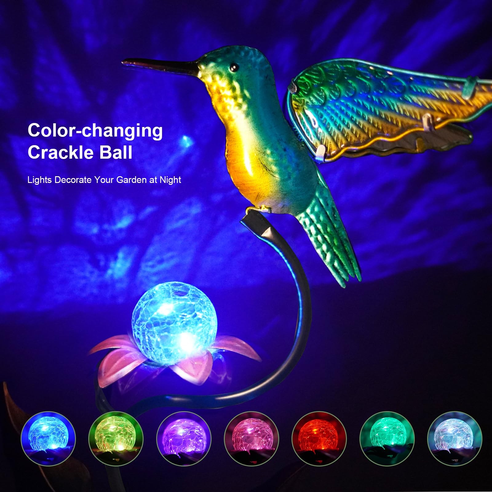 46-Inch Solar Hummingbird Lights – Outdoor Garden Decor, Waterproof Stakes