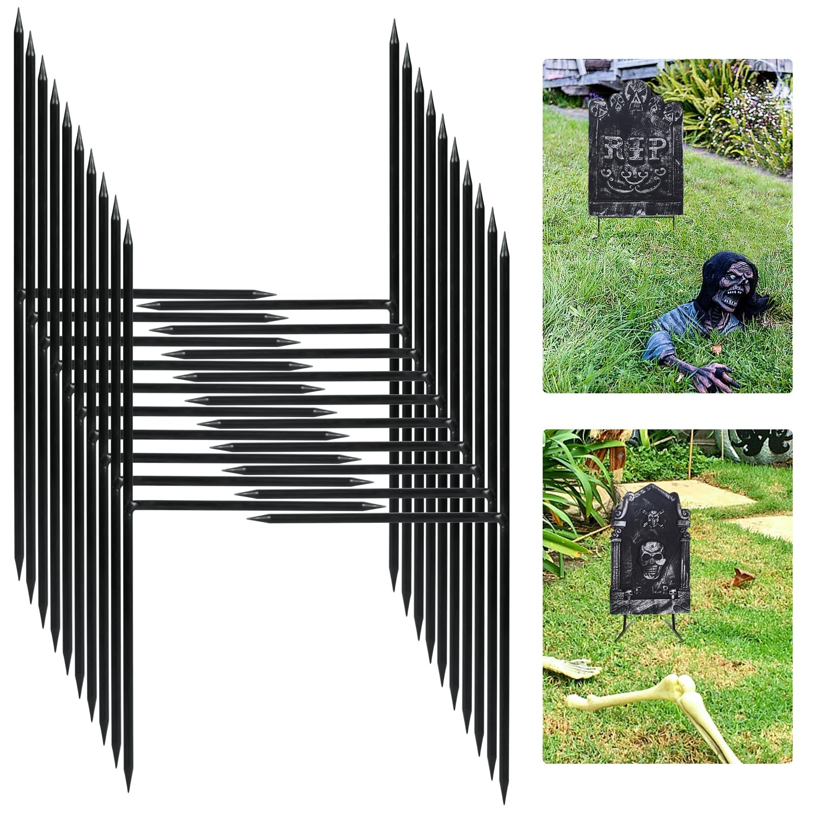 Metal Halloween Graveyard Stakes TShaped Foam Tombstone Decorations 20 PCS