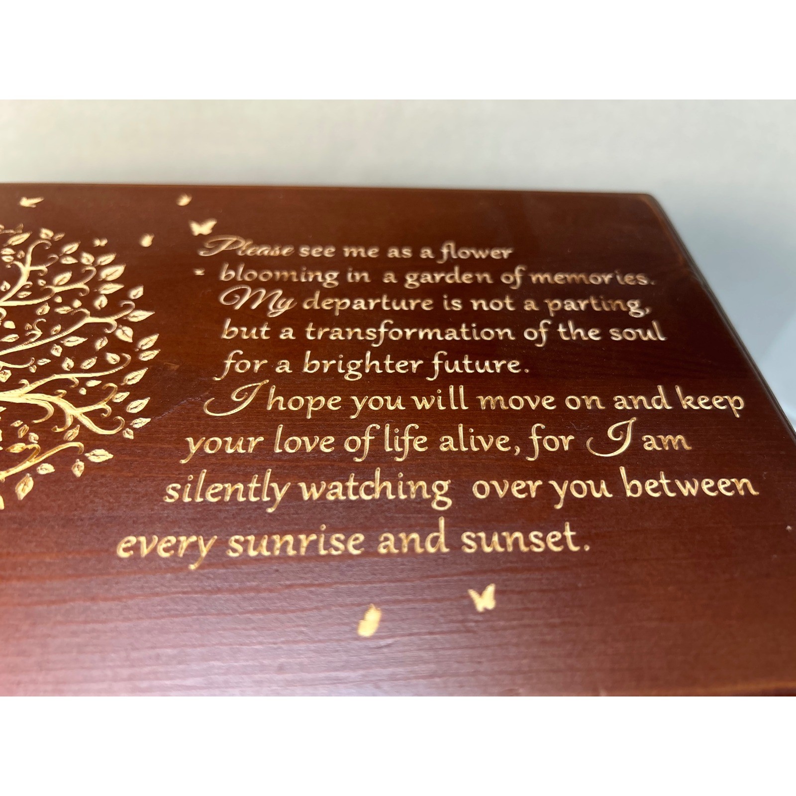 Wooden Tree of Life Memorial Urn with Photo Frame In Loving Memory Cherry Wood