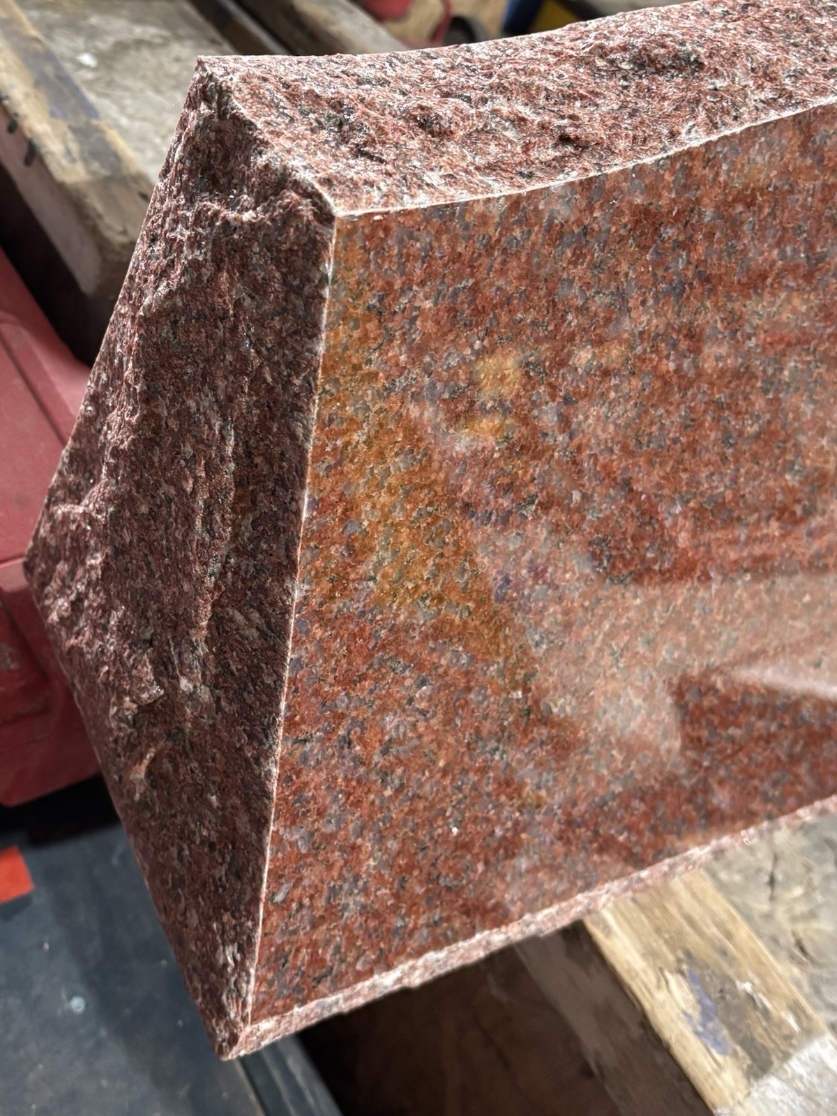 Solid Red Granite Slant Headstone – Personalized Memorial with Free Shipping