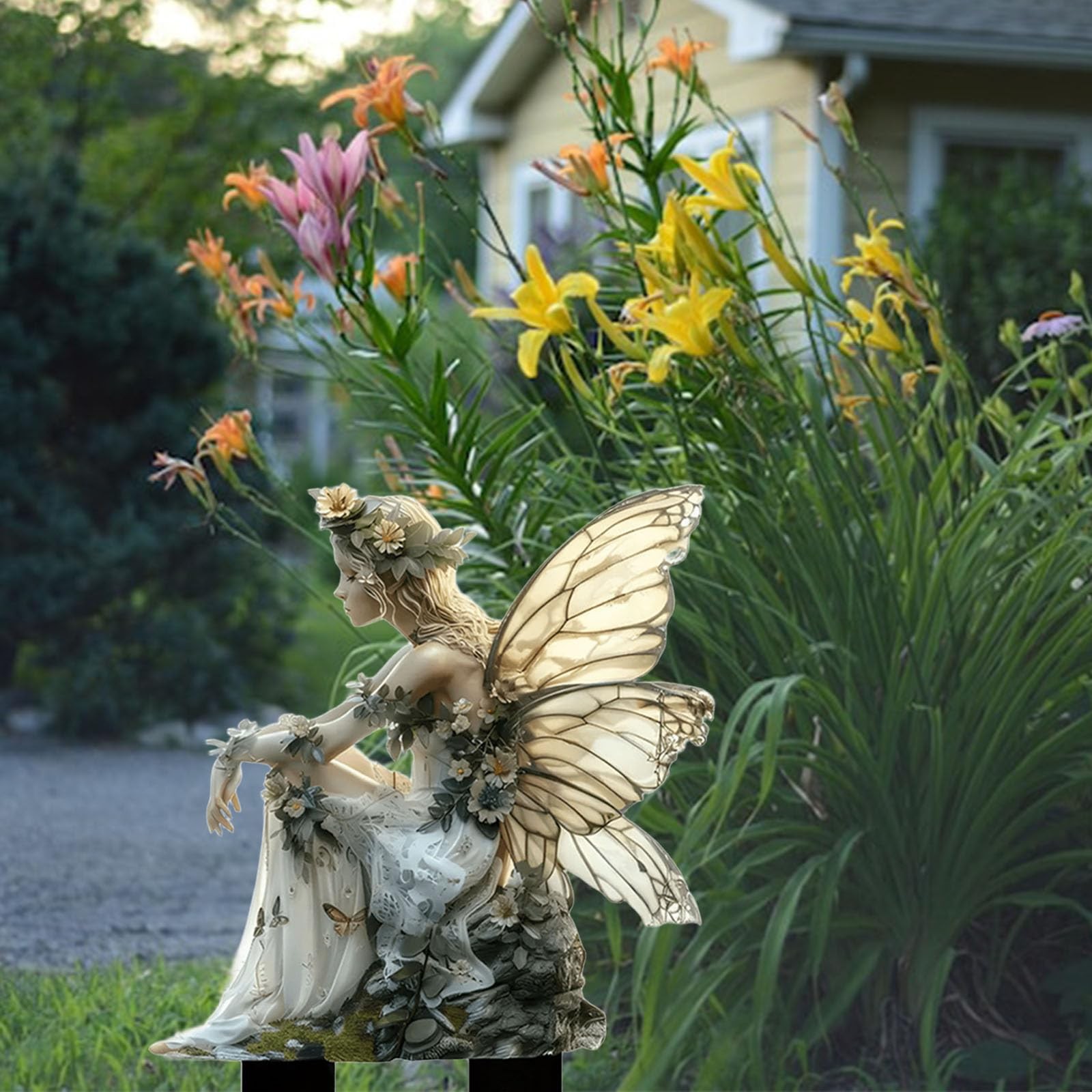 Fairy Garden Stake Decorative, 2D Flat Acrylic Flower Elf Decor Panel, Fairy …